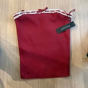 Red lace trim tube top